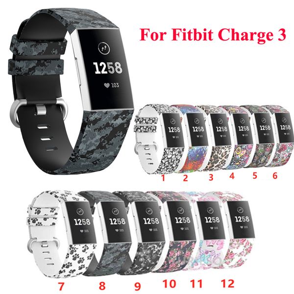 Cinta de impressão para Fitbit Charge 3 4 Silica Strap Substituição Correia de Pulso Esportes Correia Para Fitbit Smart Watch Acessórios Respirável Mais Novo