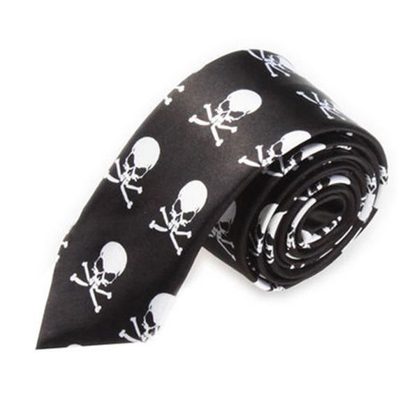

men fashion casual skinny slim narrow tie formal wedding party necktie, #37 (black+white skull, Blue;purple