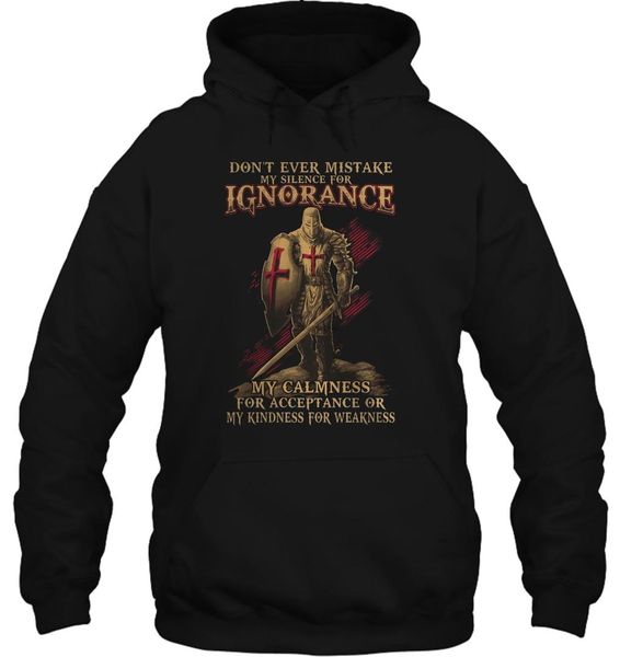 

men hoodie crusader silence for ignorance cool women streetwear, Black