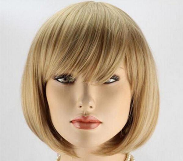 

stylish new hair dark yellow straight short cosplay women wig, Black;brown