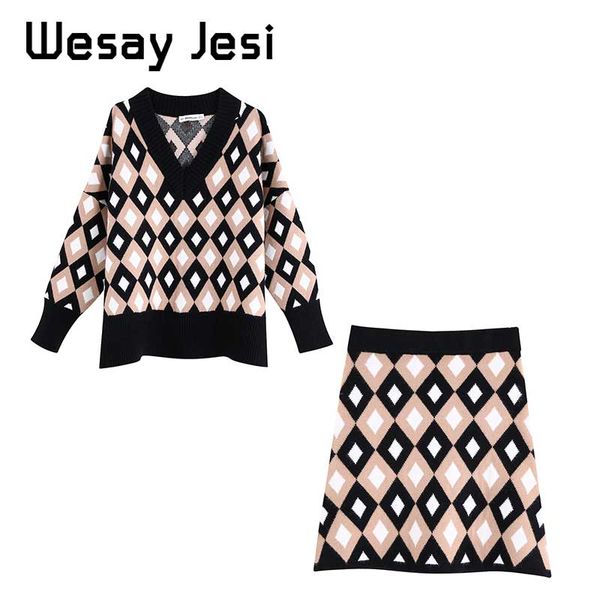 

women's sweaters 2021 women sweater knitted v-neck pullover woman full-sleeve autumn winter warm streetwear casual femme 2 piece set, White;black