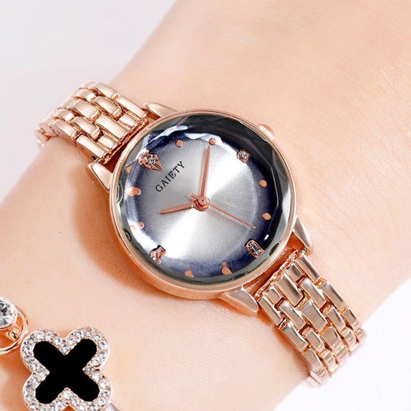 

classic metal women's watch gradient aurora luxury starry sky rose gold steel watch female small dial quartz wrist watches 2019, Slivery;brown