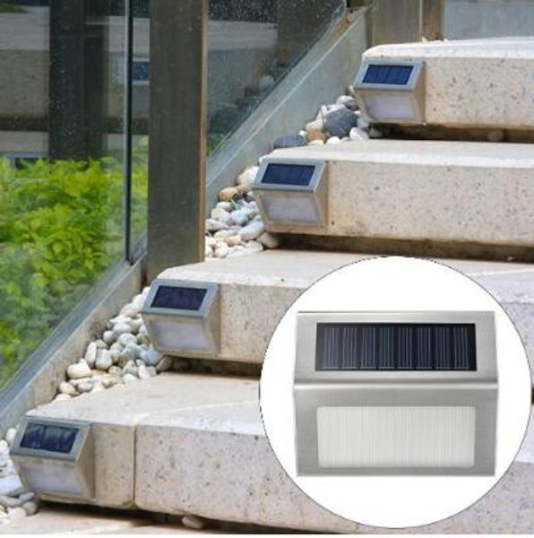 

stainless steel 3led solar wall lamp outdoor waterproof solar power garden fence light courtyard pathway fence wall light
