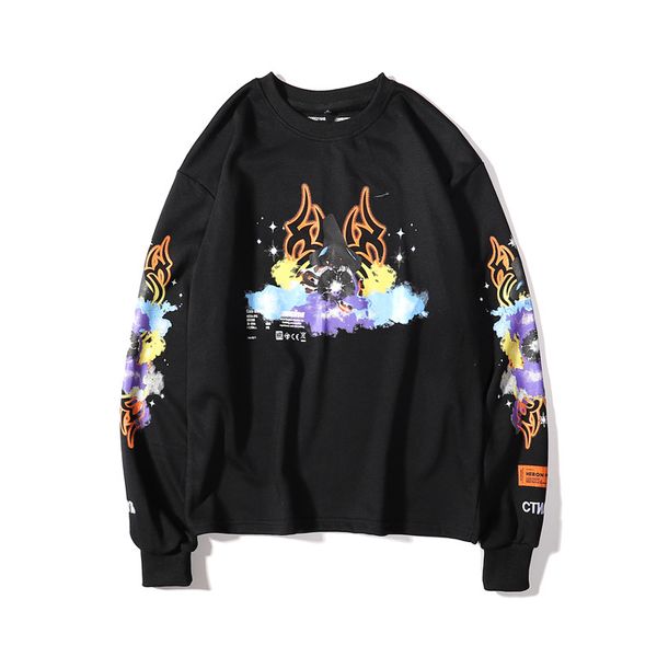 

fashion mens sweater magic wizard print mens round neck long sleeve hip hop loose sweater m-2xl, Black