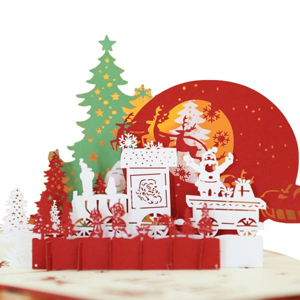 

merry christmas cards anniversary 3d up santa claus greeting baby christmas stickers laser cut new year greeting cards