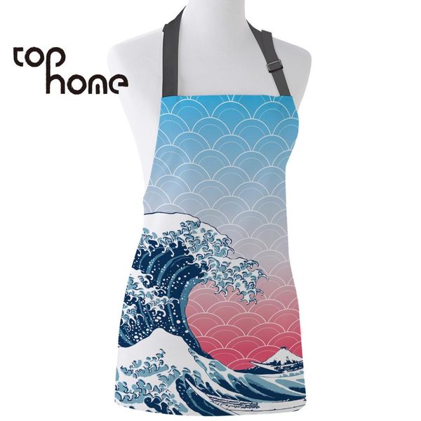 

ome kitchen apron ukiyo printed adjustable sleeveless canvas aprons for men women kids home cleaning tools