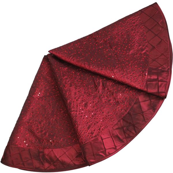 

glitter sparkle sequin body pintuck border extra large 50" deluxe christmas tree skirt-burgundy p2599