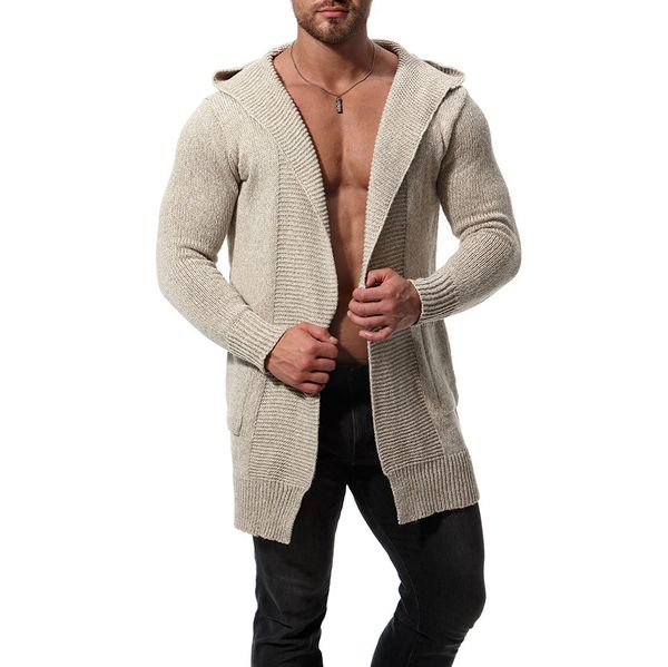 

hooded men cardigan sweater knitted sweater men streetwear hip hop cardigan long style coat sueter hombre, White;black