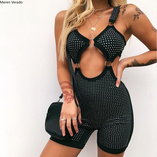 

meren verado осень горячие новые женские сексуальные высокой талией deep v полый слинг комбинезон мода лето 2017 пляжный комбинезон, Black;white