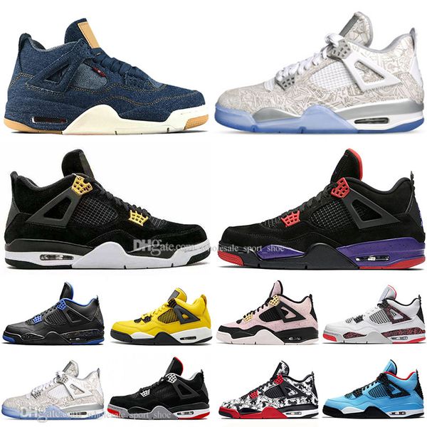 

Newest Bred 4 4s What The Cactus Jack Laser Wings Mens Basketball Shoes Denim Blue Pale Citron Men Sport Designer Sneakers Outdoor US 5.5-13