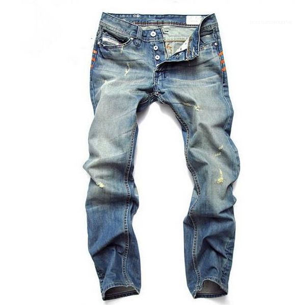 

jeans mens casual pants elastic trousers light blue fit loose cotton denim brand jeans for male fashion men slim