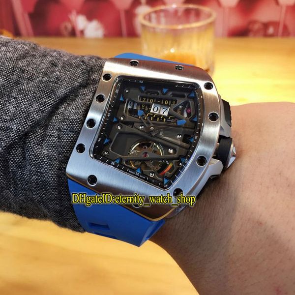 

new rm 70-01 alain prost skeleton big date dial tourbillon automatic rm70-01 mens watch steel case rubber sport road racing bicycle watches, Slivery;brown