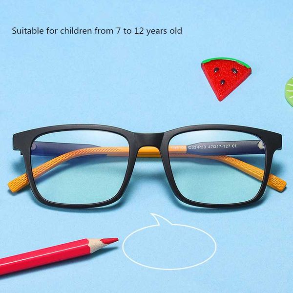 

new tr90 children's anti-blue light glasses, classic goggles for boys and girls, 5105 two-color simple computer glasses, White;black