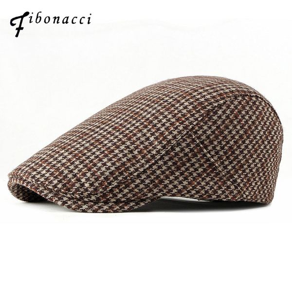 

fibonacci 2018 new autumn winter wool blend beret hats fashion plaid women men newsboy cap, Blue;gray