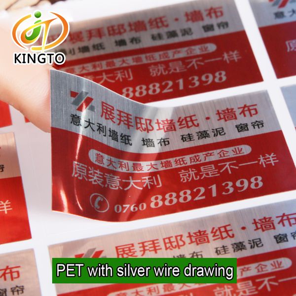 

factory directly sells pet adhesive label sticker with silver wire drawing