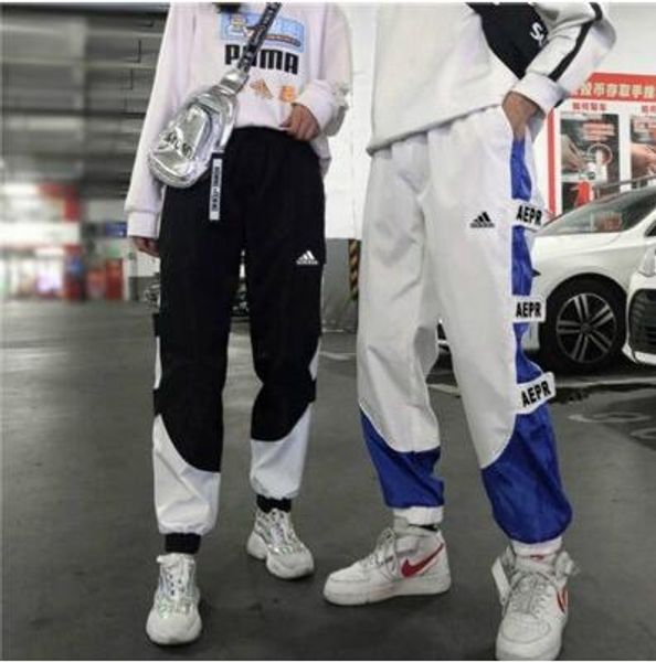 

new designer casual sports brand pants adιdαs color matching hip-hop fashion men women pants luxury street teen pants #9376, Black