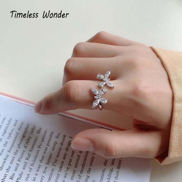 

timeless wonder 925 sterling sliver crystal zirconia butterfly rings women jewelry punk gothic cocktail ins fine gift 2545, Golden;silver