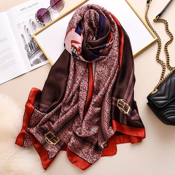 

2020 winter new silk scarf women brand long shawls wraps large travel scarves femme echarpe patchwork scarfs, Blue;gray