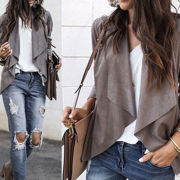 

suit women jacket coat business blazer long front sleeve jackets jacket sweater outwear office casual loose, Black;brown