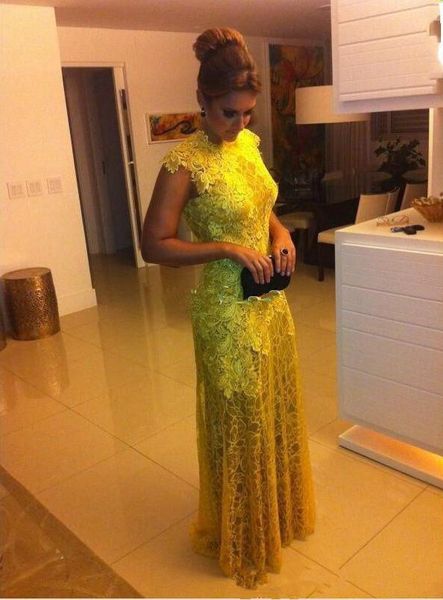 

yellow lace mermaid prom dresses backless floor length long formal evening party gowns special occasion dress vestidos de fiesta, Black