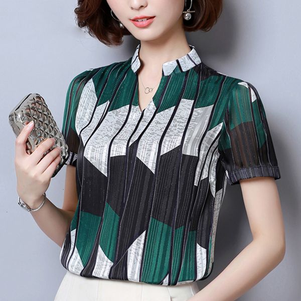 

blouses for women womens fashion woman blouses short sleeve summer striped chiffon blouse shirt plus size and blouses 2065 50, White