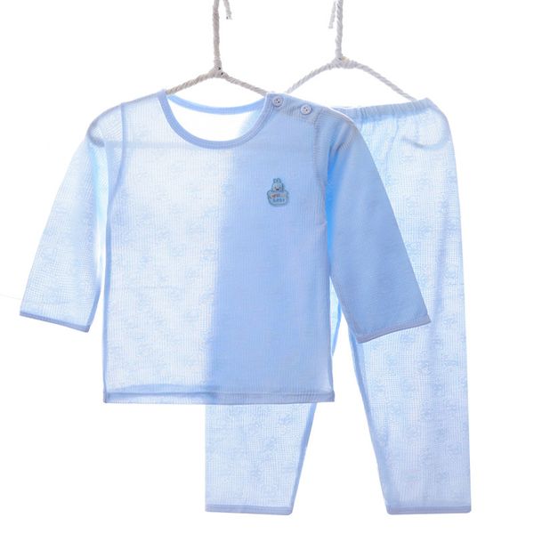 

brand pajama infant sets summer cool bamboo fiber thin children's sleepwear pyjamas kids for boy girl baby pijama 2 3 5 7 9 year y20070, Blue;red