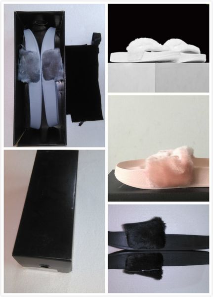 

с оригинальными коробками leadcat fenty rihanna shoes женские тапочки крытые сандалии девушки мода потертости розовый черный белый серый сла, Black