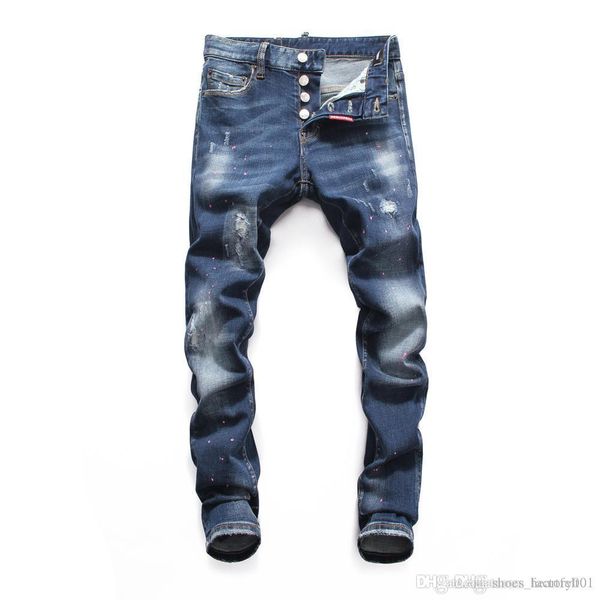 

brand jeans mens luxury designer jeans baggy biker high waisted ripped rock revival black skinny men jean jeckets long pants trousers 066, Blue