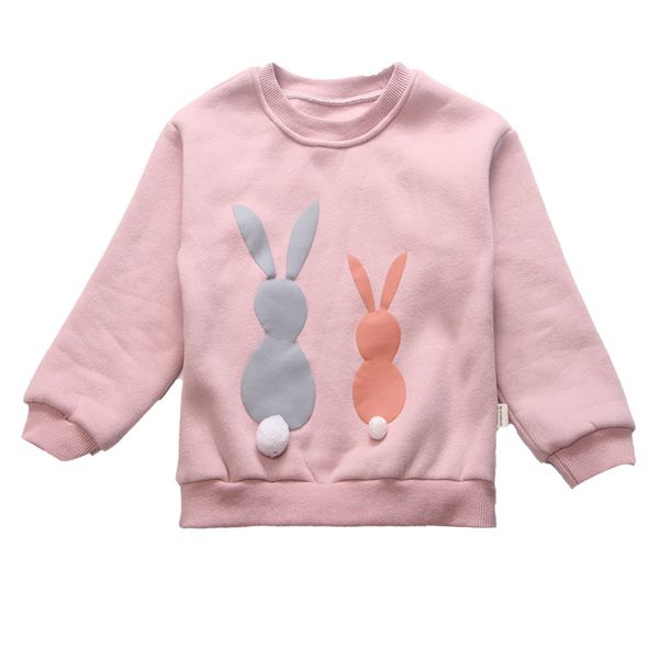 

3 4 5 6 7 8 9 10 year girls sweatshirts thick warm fall winter kids sweatshirt for girl cute rabbit o-neck children clothes, Black
