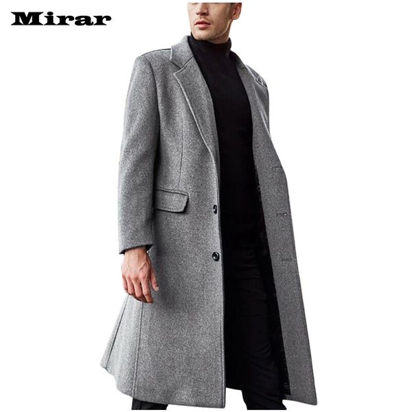 

men's british style solid color long coat fashionable warm woolen overcoat, Black