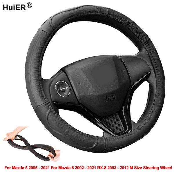 

cow leather car steering wheel cover wrap for 5 2005 - 2019 2020 2021 for 6 2002 - 2021 rx-8 2003 2011 2012 m size