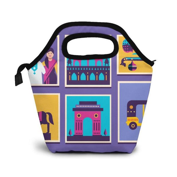 

snapsfrom india lunch bag boxes bags portable insulated picnic box for women men, Blue;pink