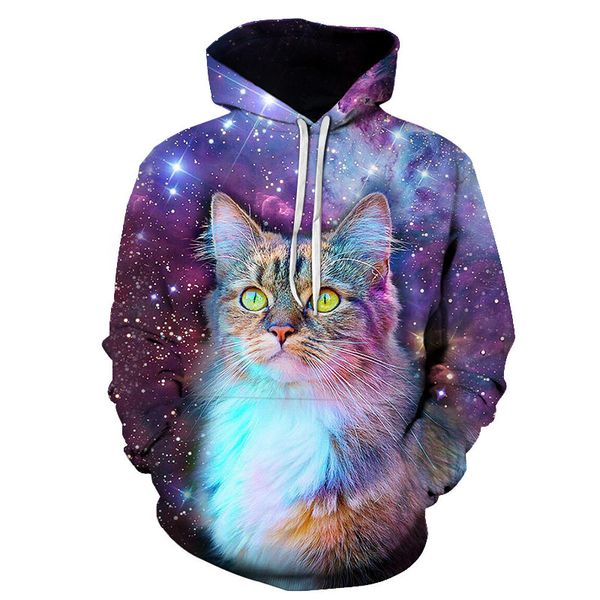 

осень горячие продажи cute cat 3d цифровой печати hoodie мужские novel design толстовка с капюшоном повседневный пуловер с капюшоном, Black