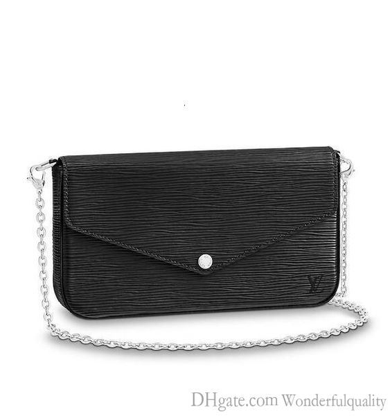 

m62648 pochette fÃ©licie women real leather long wallet chain wallets compact purse clutches evening key card holders