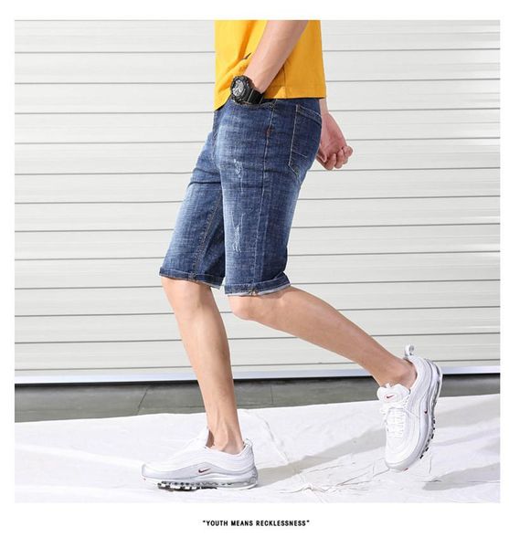 

fashion designer mens short jeans summer knee length washed jean pants mens loose jeans shorts, White;black