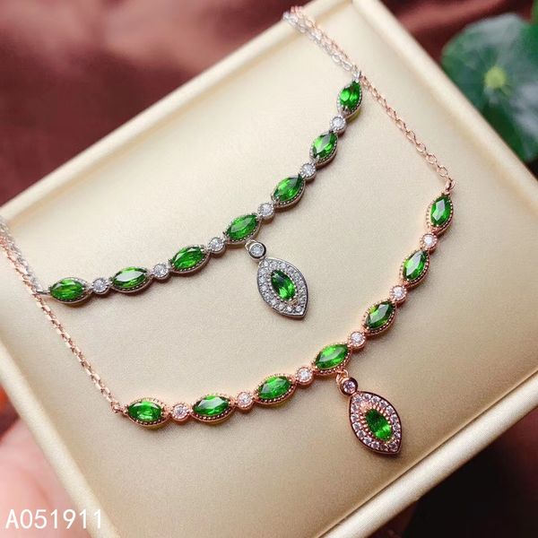 

kjjeaxcmy fine jewelry natural diopside 925 sterling silver women pendant necklace chain support test fashion