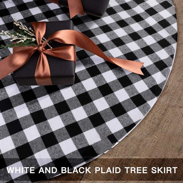 

рождественская елка юбка 50 дюймов белый и черный плед buffalo двойных слоев дерева юбка для xmas украшения новогодние украшения