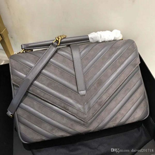 

new european style luxury leather shoulder bag women bag soft leather nubuck leather stitching party package decoration golden chain