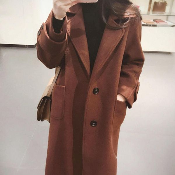 

overcoat women 2018 autumn and winter new long loose coat, Black