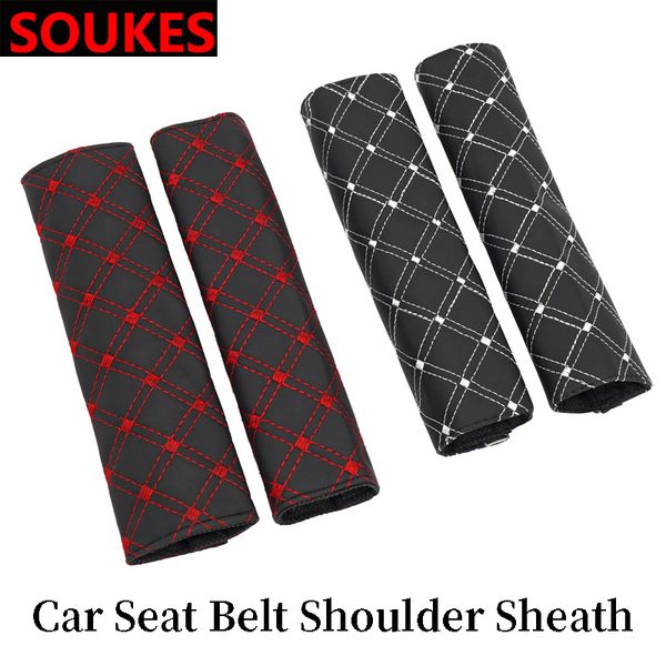 

1pair leather car safety belt shoulder cover for mitsubishi lancer 10 asx pajero x focus 2 3 fiesta c4 c5 c3