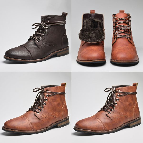 

cosidram men fashion lace-up ankle boots men british boot autumn winter male botas brm-060, Black