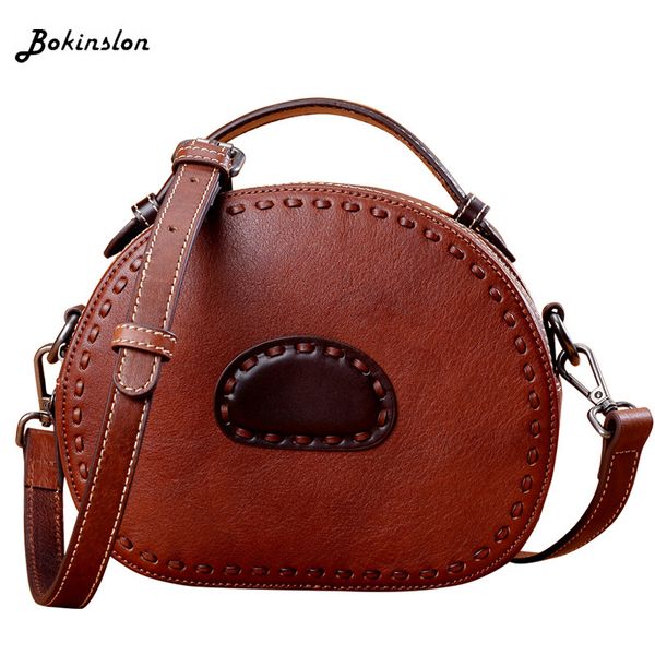 

bokinslon vintage handmade woman fashion handbag wild split leather bag shoulder ladies bag messenger