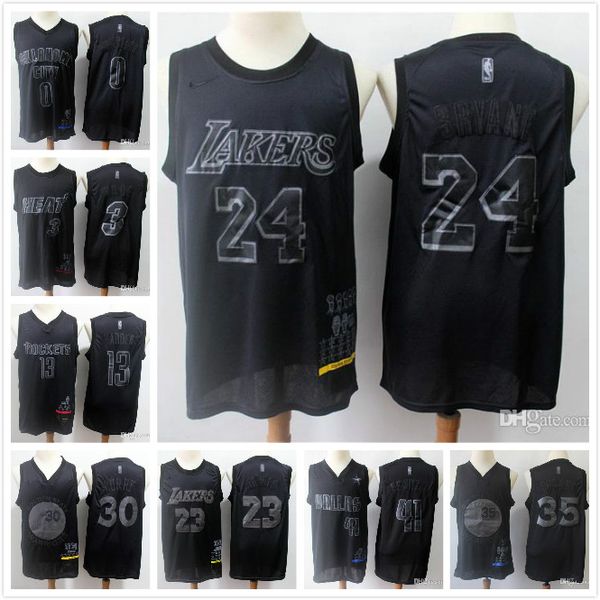 

2019 new mvp edition jerseys nba jerseys#0 westbrook #13 harden #23 james #41 nowitzki #3 wade #30 curry #35 durant mvp jersey, Black