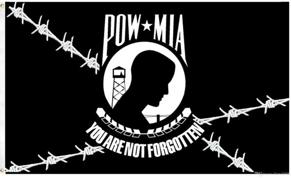 

3x5ft pow-mia barbed wire flag - you are never forgotten prisoner of war black (double sided) polyester garden banner with brass grommets