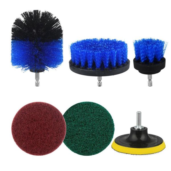 

6pcs set drill brush attachment all purpose power scrubber kitchen cleaning tool kit auto car wash maintenance
