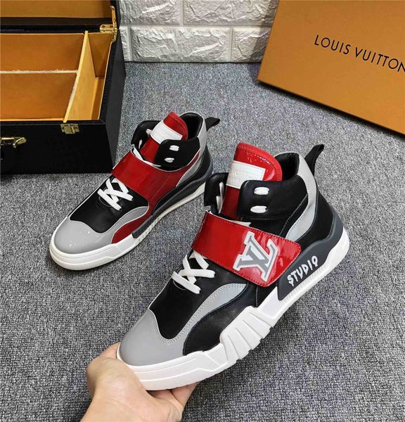 

fashion platform men's and women's shoe wild luxury men's shoes new high-shoes trend leather casual shoe, Black