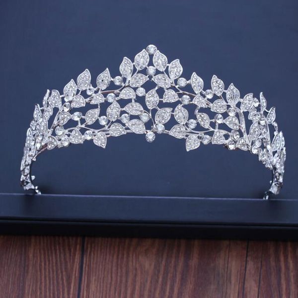 

baroque diverse silver crystal bride tiara crown fashion queen crown headpiece wedding hair jewelry accessories wholesale, Golden;white