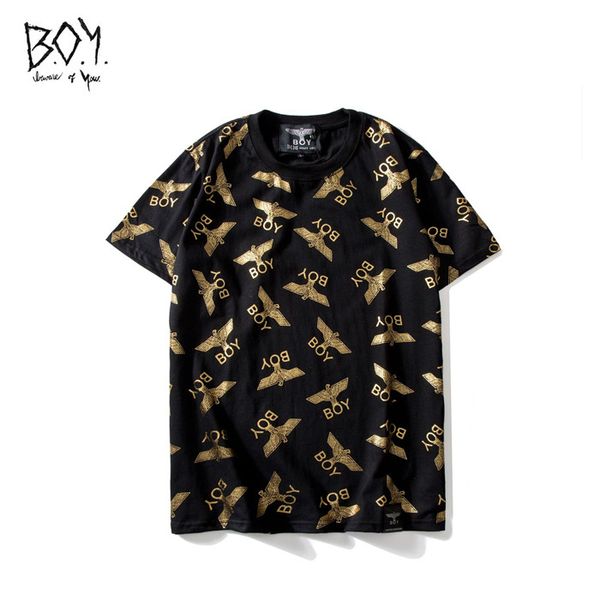 

Gold Eagle Luxury Mens Tshirts Round Neck Short Sleeve Little Plane Print Tops Fashion Teenager Hot Stamping Tees