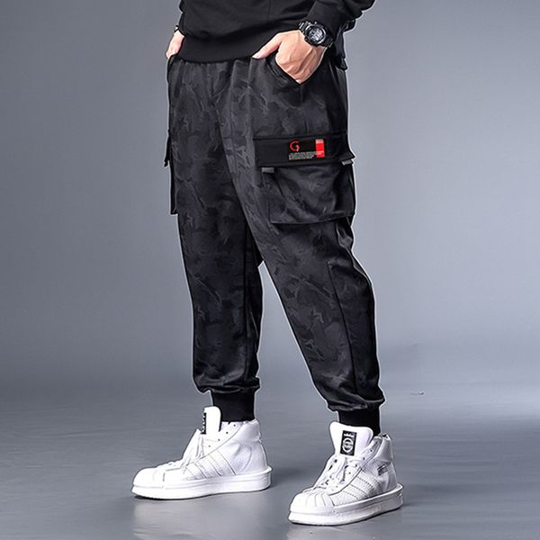 

повседневная беговая дорожка брюки свободные брюки мода фитнес бег трусцой мужчины хлопок пэчворк брюки хип-хоп pantonon плюс размер 7xl, Black