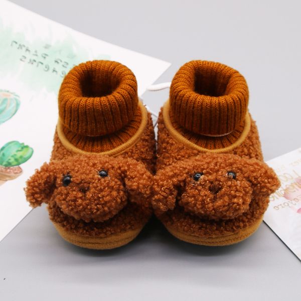 

cartoon dog winter warm newborn baby shoes girl boy soft sole boots hair ball bandage snow boots toddler warm crib shoes